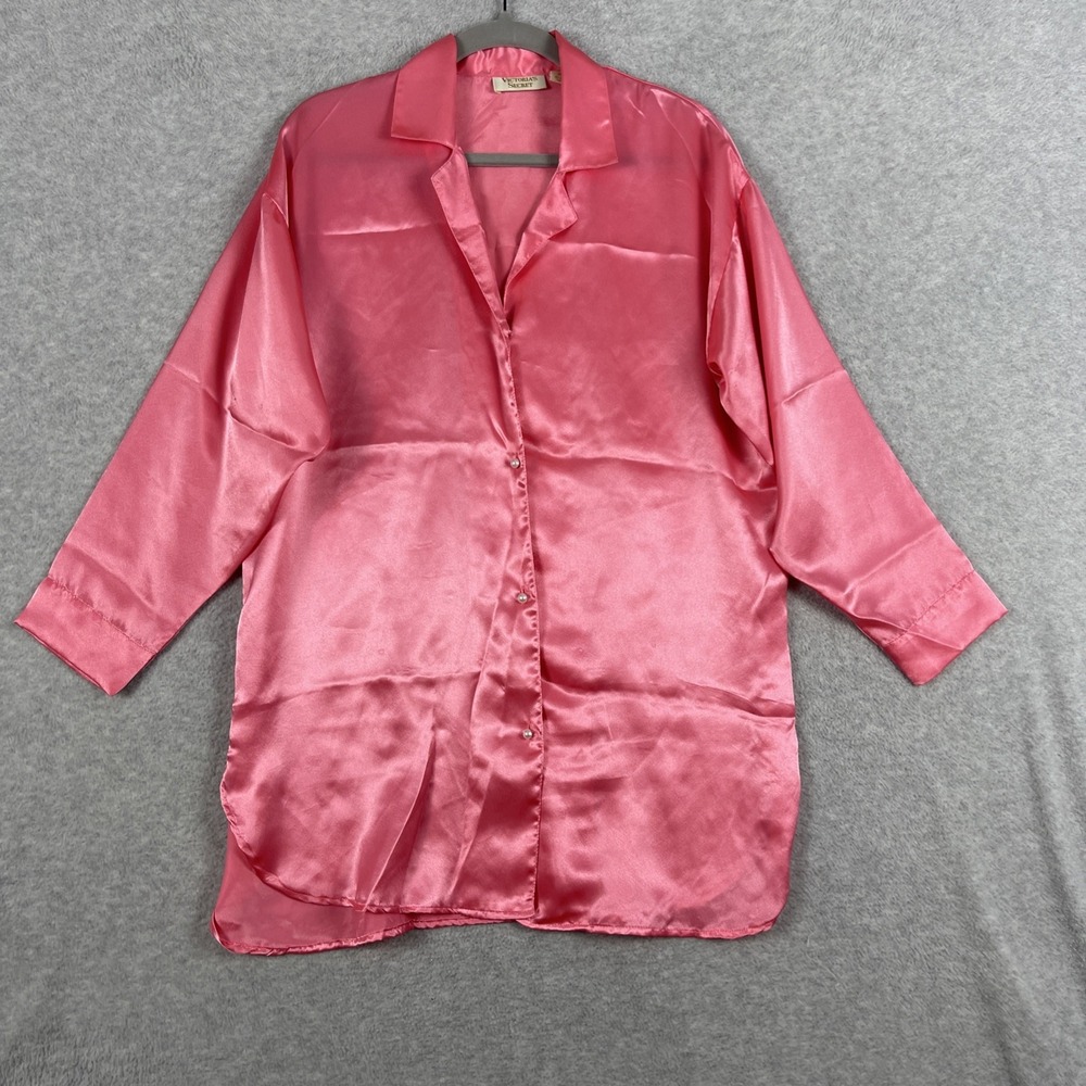VTG Victorias Secret Gold Label Satin Nightshirt Womens S Pink Glam Sleepwear